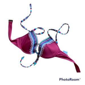 Lucky Brand Bikini Top Embellished M Push Up